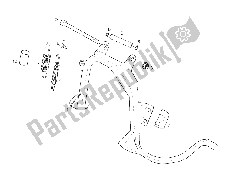 All parts for the Central Stand (2) of the Derbi Rambla 125 CC 250 E3 2007