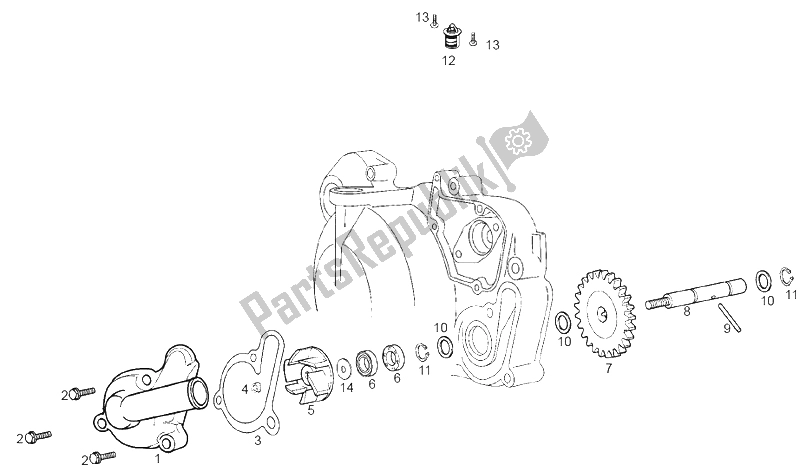 Alle onderdelen voor de Waterpomp van de Derbi GPR 50 2T E2 CH 2010