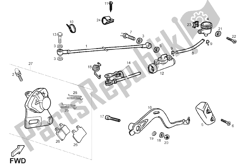 Todas las partes para Freno Trasero de Derbi Senda 125 SM 4T E2 Y 2004