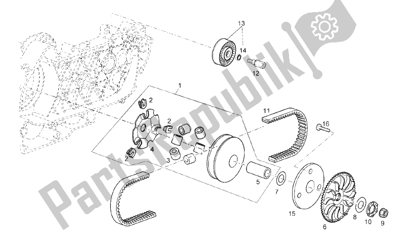 Alle onderdelen voor de Variator van de Derbi Rambla 125 CC 250 E3 2 VER 2008