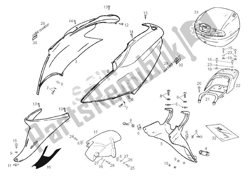 All parts for the Frame (2) of the Derbi Atlantis O2 City 25 KMH 50 2003