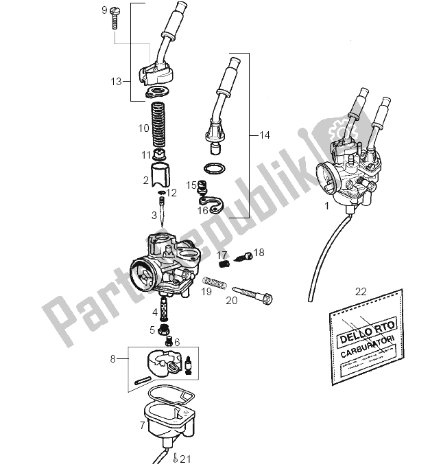 Toutes les pièces pour le Carburateur du Derbi Senda 50 HYP DRD EVO E2 LTD Edition 2008