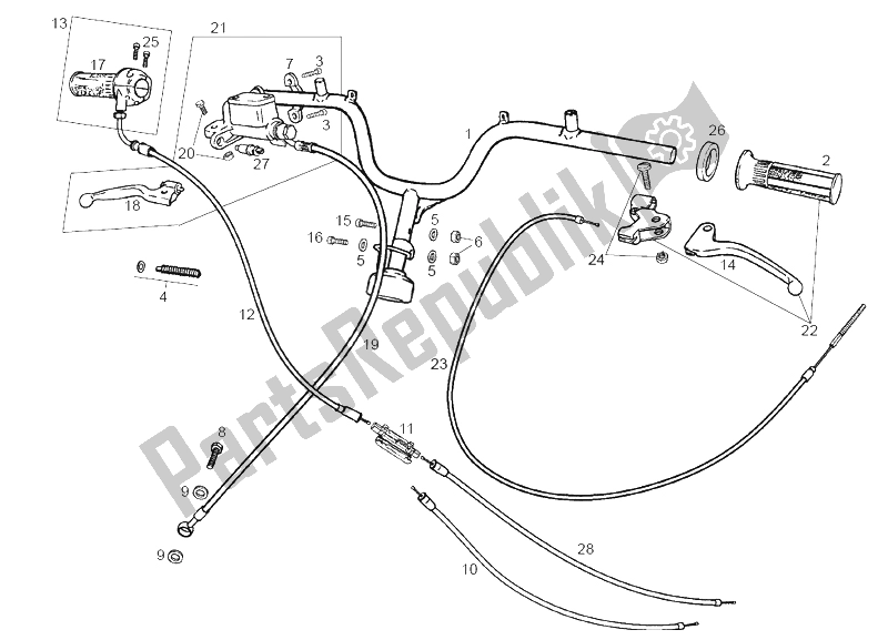 Toutes les pièces pour le Guidon - Commandes du Derbi Atlantis Red Bullet E1 50 2003