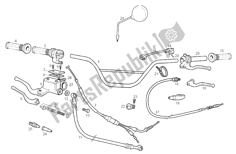 All parts for the Handlebar - Controls of the Derbi Senda 50 SM Racer E1 2003