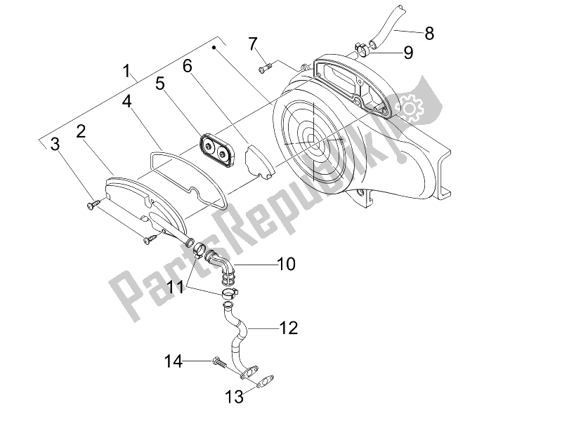 All parts for the Secondary Air Box of the Derbi Boulevard 100 CC 4T 2010