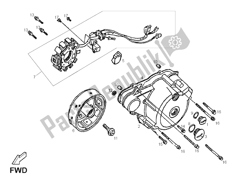 All parts for the Carters (3) of the Derbi DXR 250 CC 2005