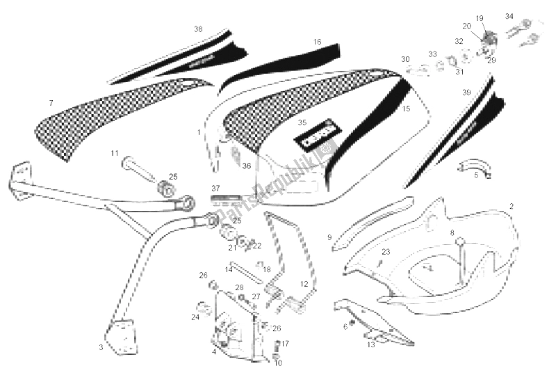 Toutes les pièces pour le Couvercle De Réservoir du Derbi GPR 50 Replica Export Market 1999