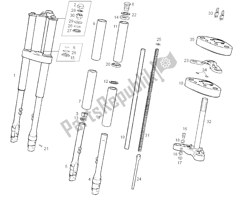 Toutes les pièces pour le Fourche Avant du Derbi Variant Start Courier E2 50 2004