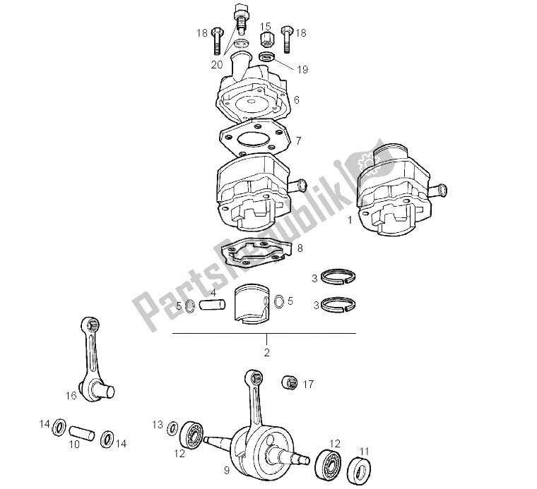 Toutes les pièces pour le Arbre D'entraînement - Cylindre - Piston du Derbi Senda 50 SM DRD Edition Black E2 2005