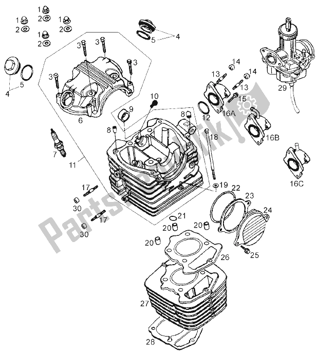 Toutes les pièces pour le Cylindre du Derbi Senda 125 SM 4T Baja E2 2006