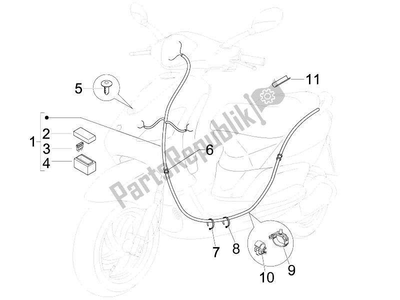 Tutte le parti per il Cablaggio Principale del Derbi Boulevard 150 4T E3 2010