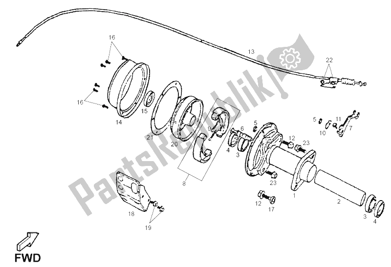 All parts for the Rear Brake of the Derbi DFW 50 CC E2 2005