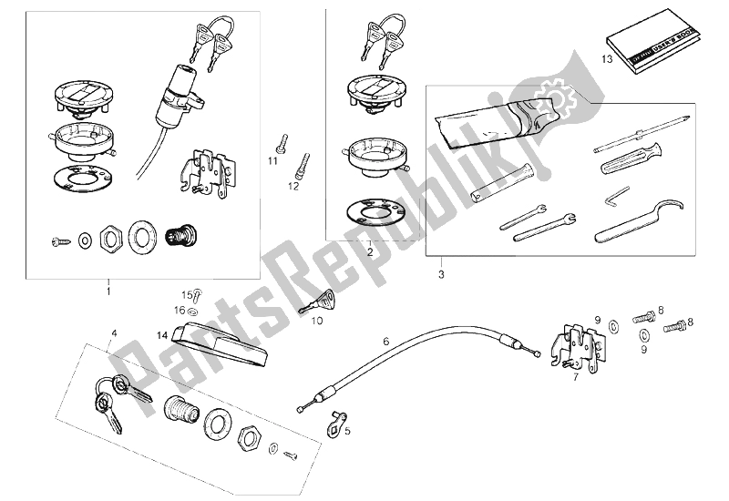 All parts for the Locks of the Derbi Terra E3 125 2007