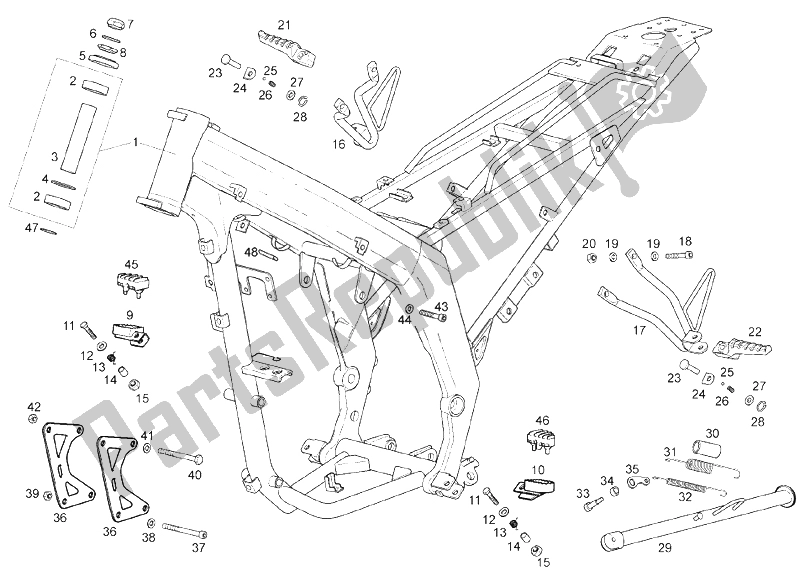 All parts for the Frame of the Derbi Senda 125 R SM DRD Racing 4T E3 2 VER 2009
