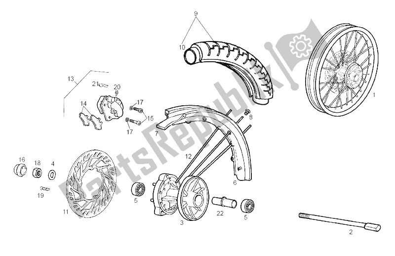 Tutte le parti per il Ruota Anteriore del Derbi Senda 50 SM DRD Racing E2 3A Edicion 2004