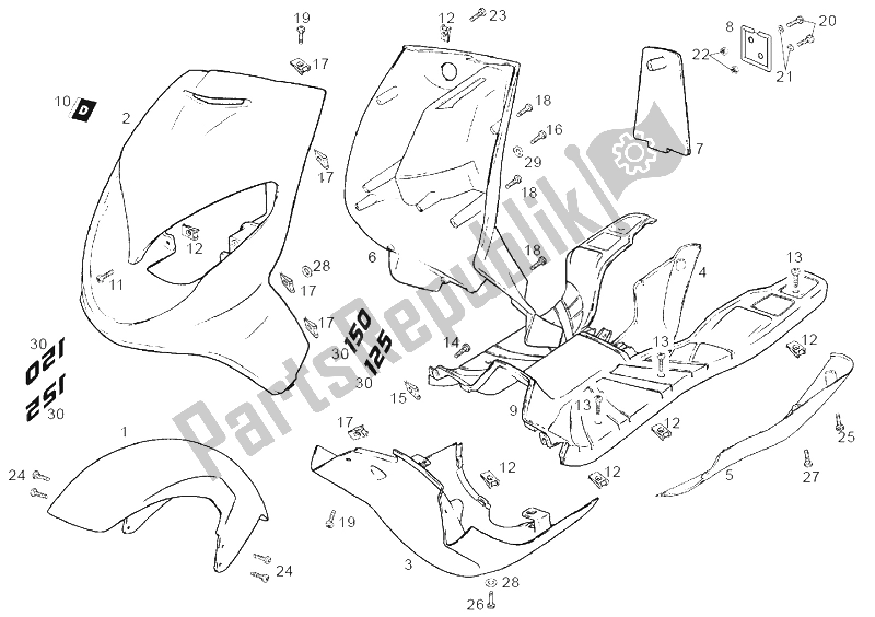 Toutes les pièces pour le Cadre du Derbi Boulevard 125 150 CC E2 2004