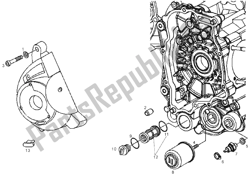 All parts for the Flywheel Cover of the Derbi GP1 LOW Seat 125 CC E3 2 VER 2007