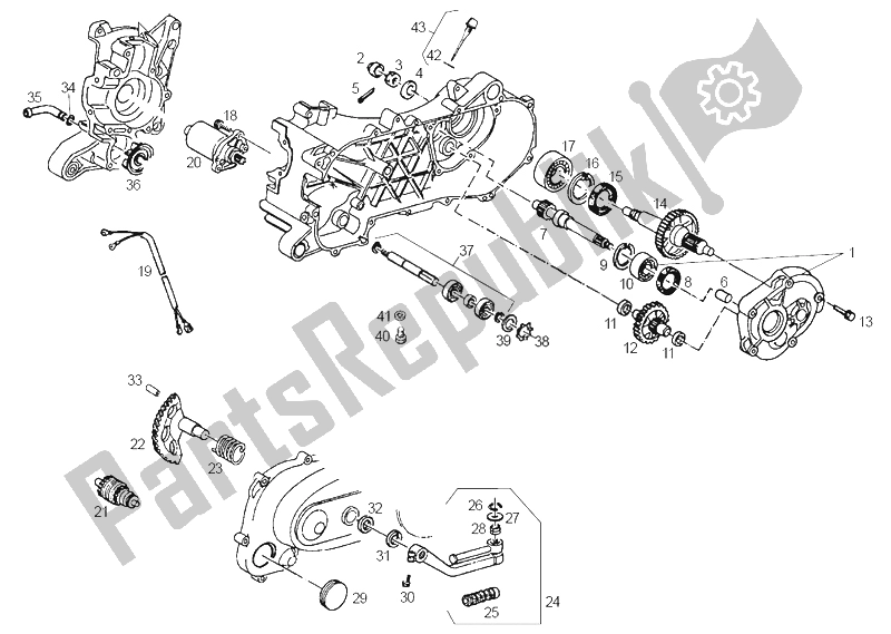 All parts for the Water Pump of the Derbi GP1 50 CC E1 2003