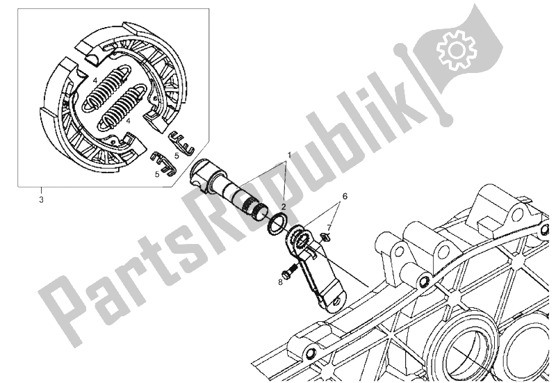 All parts for the Rear Brake (2) of the Derbi Boulevard 125 CC 4T E3 2008