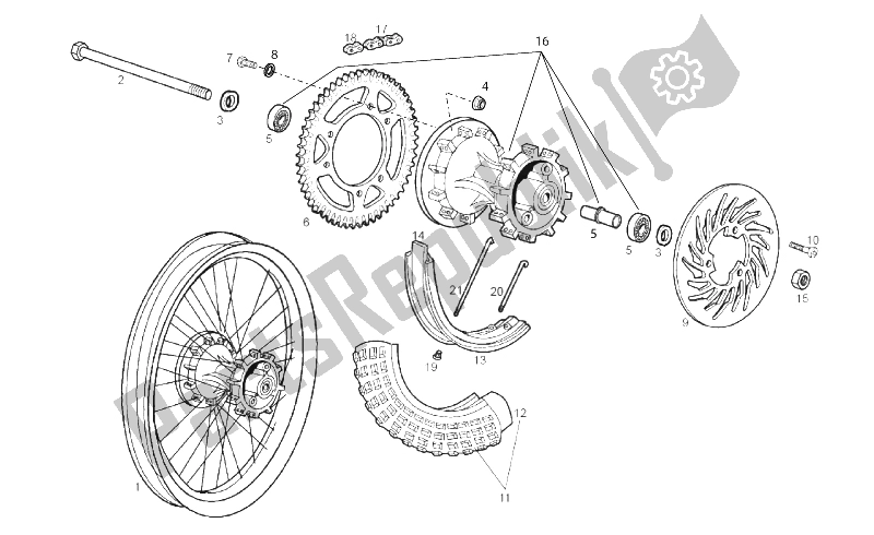 Tutte le parti per il Ruota Posteriore del Derbi Senda 50 R DRD X Treme 2T E2 2012