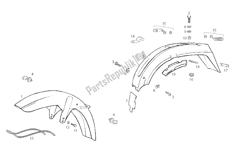 Todas las partes para Guardabarros de Derbi Variant Start Courier E2 50 2004