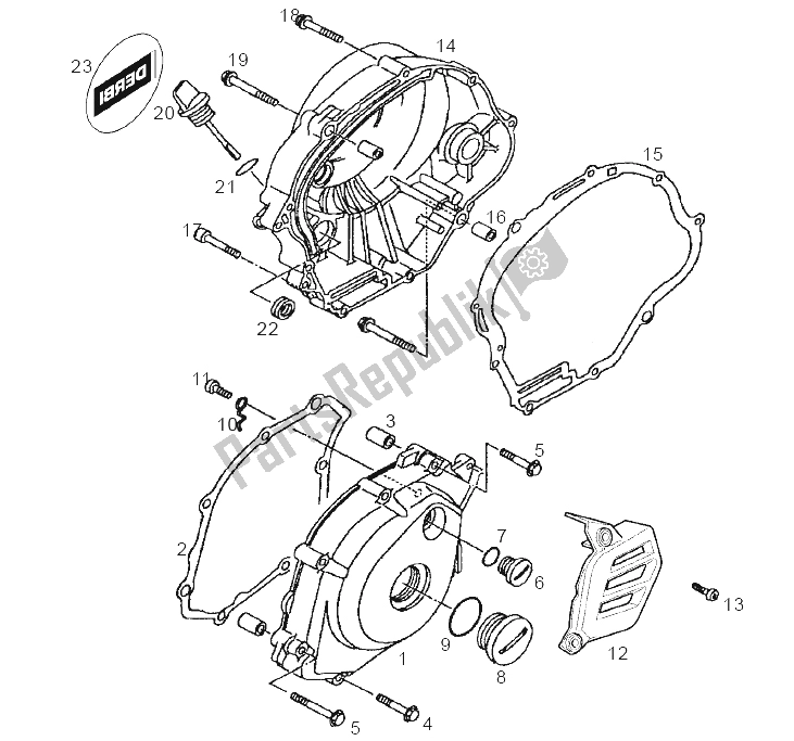 Toutes les pièces pour le Couvercle De Carter De Variateur du Derbi Senda 125 R 4T E2 Y 2004