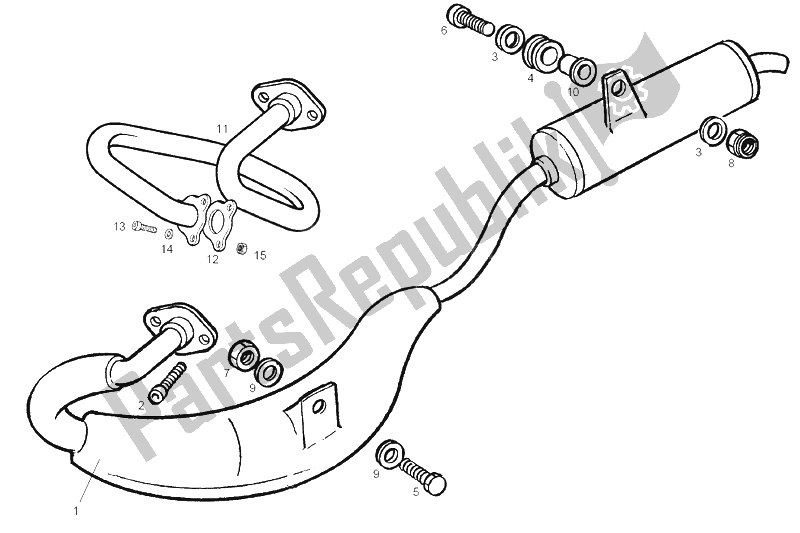 Toutes les pièces pour le Unité D'échappement du Derbi GPR 50 Replica Export Market 1999