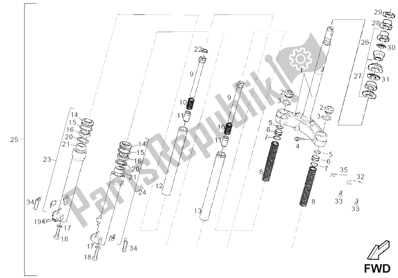 Toutes les pièces pour le Fourche Avant Marzocchi du Derbi Boulevard 125 150 CC E2 2004