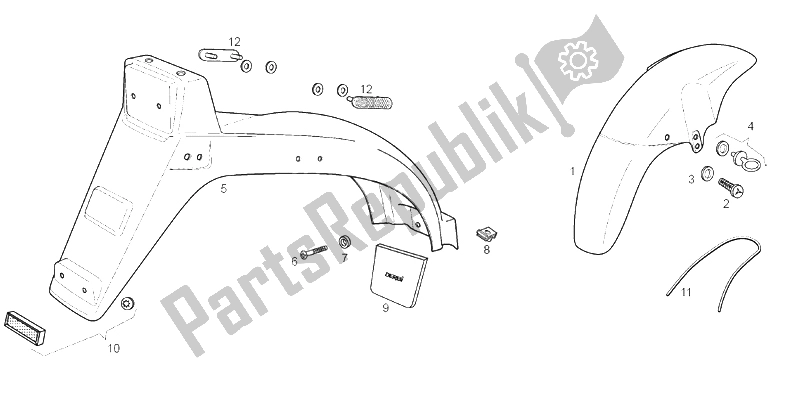 Todas as partes de Guarda-lamas do Derbi Variant Revolution E2 50 2004