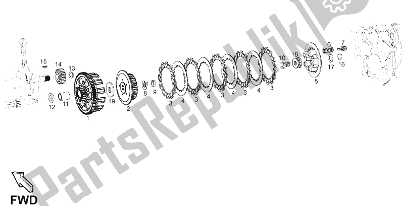 Todas as partes de Embreagem do Derbi Senda 125 SM DRD Motard 2013