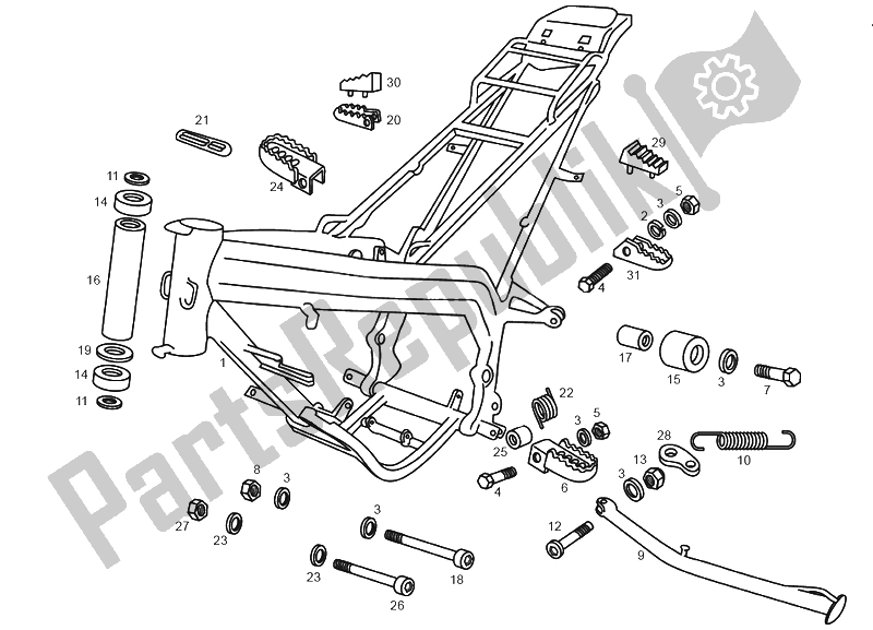 All parts for the Frame - Central Stand of the Derbi Senda 50 R Export Market 2000