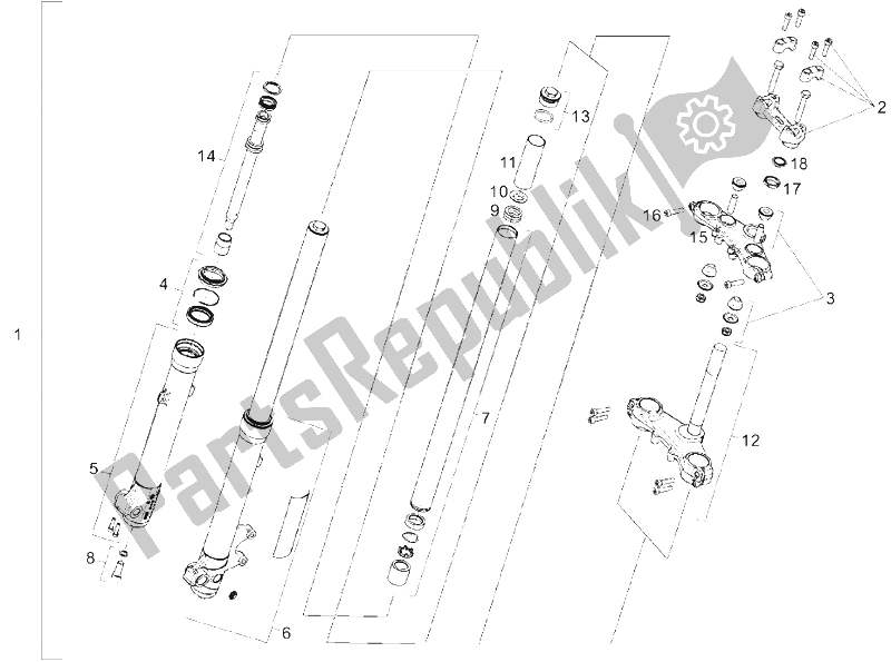 Toutes les pièces pour le Fourche Avant du Derbi Senda 125 R 4T E2 Baja 2006