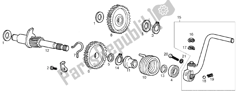 All parts for the Starter Assembly of the Derbi Senda 50 R X Trem E2 3 VER 2008