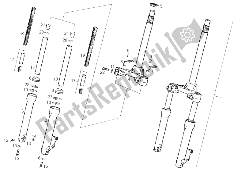 Todas las partes para Tenedor Frontal de Derbi Atlantis Bullet 1A Edicion 50 2003