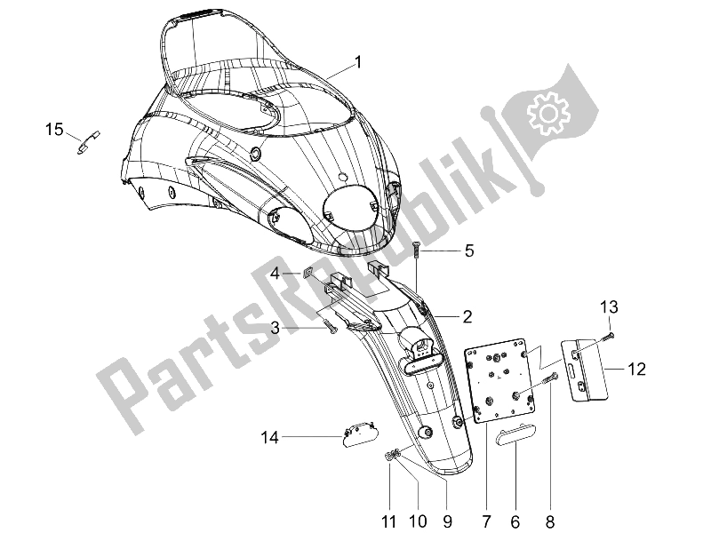 All parts for the Rear Cover - Splash Guard of the Derbi Sonar 150 4T 2009