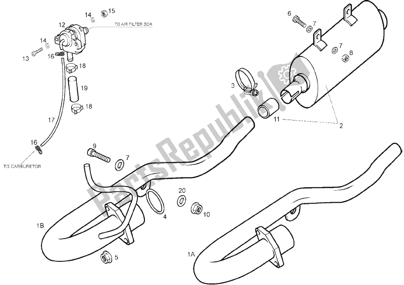 Toutes les pièces pour le Tuyau D'échappement du Derbi Senda 125 R 4T E2 Baja 2006