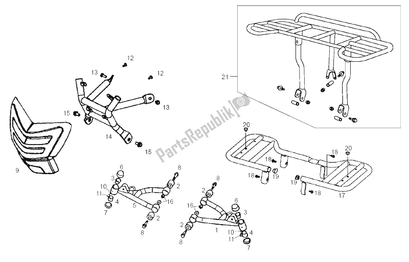 All parts for the Frame of the Derbi DFW 50 CC E2 2005