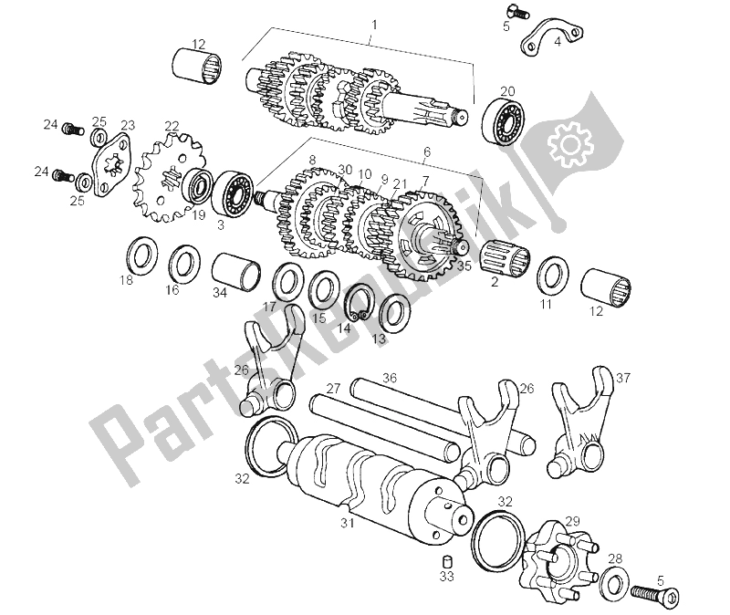 All parts for the Gear Box of the Derbi Senda 50 R DRD Racing LTD Edition E2 2 Edicion 2005