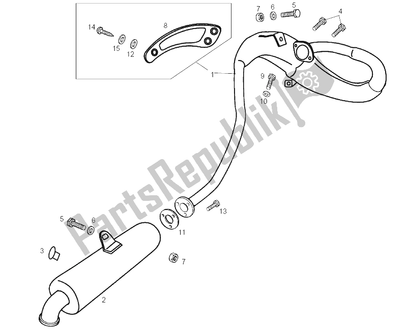 All parts for the Exhaust Unit of the Derbi Senda 50 R X Trem E2 2 Edicion 2005