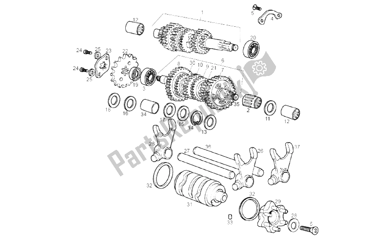 All parts for the Gear Box of the Derbi Senda 50 SM DRD 2T E2 LTD Edition 2012