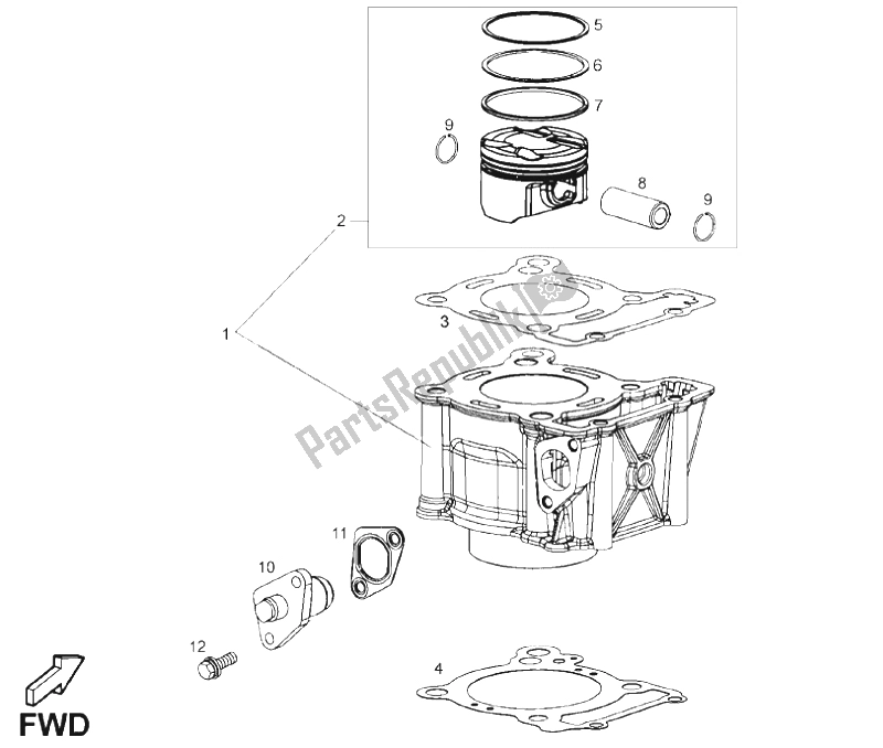 Toutes les pièces pour le Cylindre - Piston du Derbi Mulhacen 125 4T E3 2010