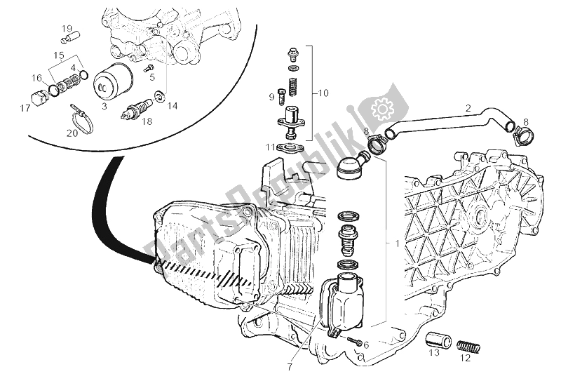 All parts for the Oil Filter of the Derbi Boulevard 200 CC E2 2005