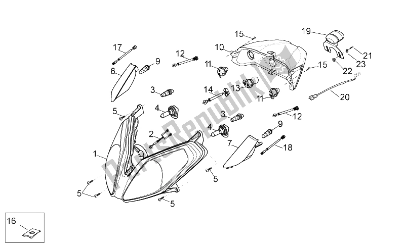 Tutte le parti per il Luci del Derbi Variant Sport 125 4T E3 2012