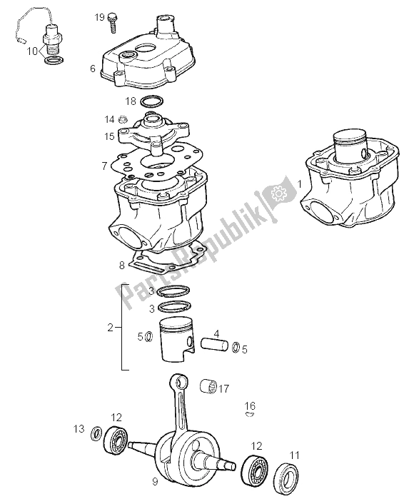 Toutes les pièces pour le Arbre D'entraînement - Cylindre - Piston du Derbi Senda 50 SM DRD Racing LTD Edition E2 2006