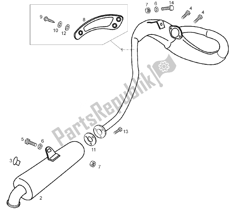 All parts for the Exhaust Pipe of the Derbi Senda 50 R X Trem E2 3 VER 2008