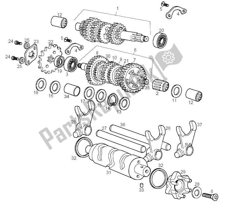 Todas las partes para Caja De Cambios Rh Primario- Lh Final de Derbi Senda 50 SM DRD 2A Edicion 2003