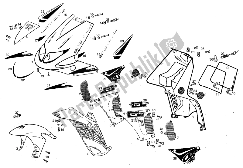 Toutes les pièces pour le Cadre du Derbi Predator O2 Gpseries 50 2001