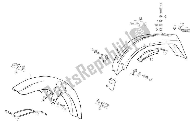 All parts for the Mudguards of the Derbi Variant Courier Benelux E1 50 2003