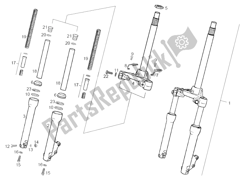 Toutes les pièces pour le Fourche Avant du Derbi Atlantis Red Bullet E1 50 2003