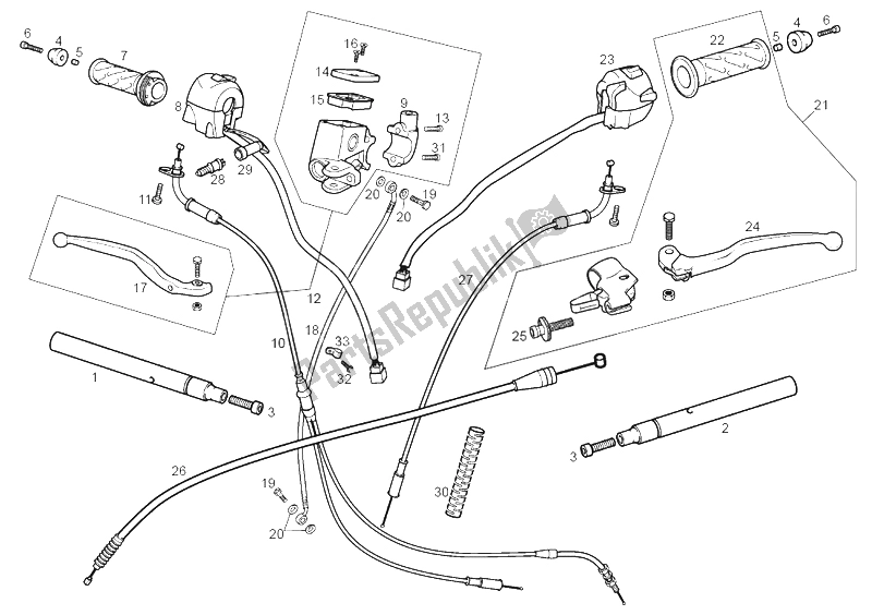 Toutes les pièces pour le Guidon - Commandes du Derbi GPR 50 Replica R E2 3 VER 2006